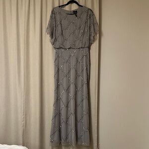 Adrianna Papell Gray Beaded Dress